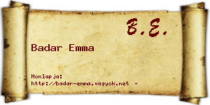 Badar Emma névjegykártya